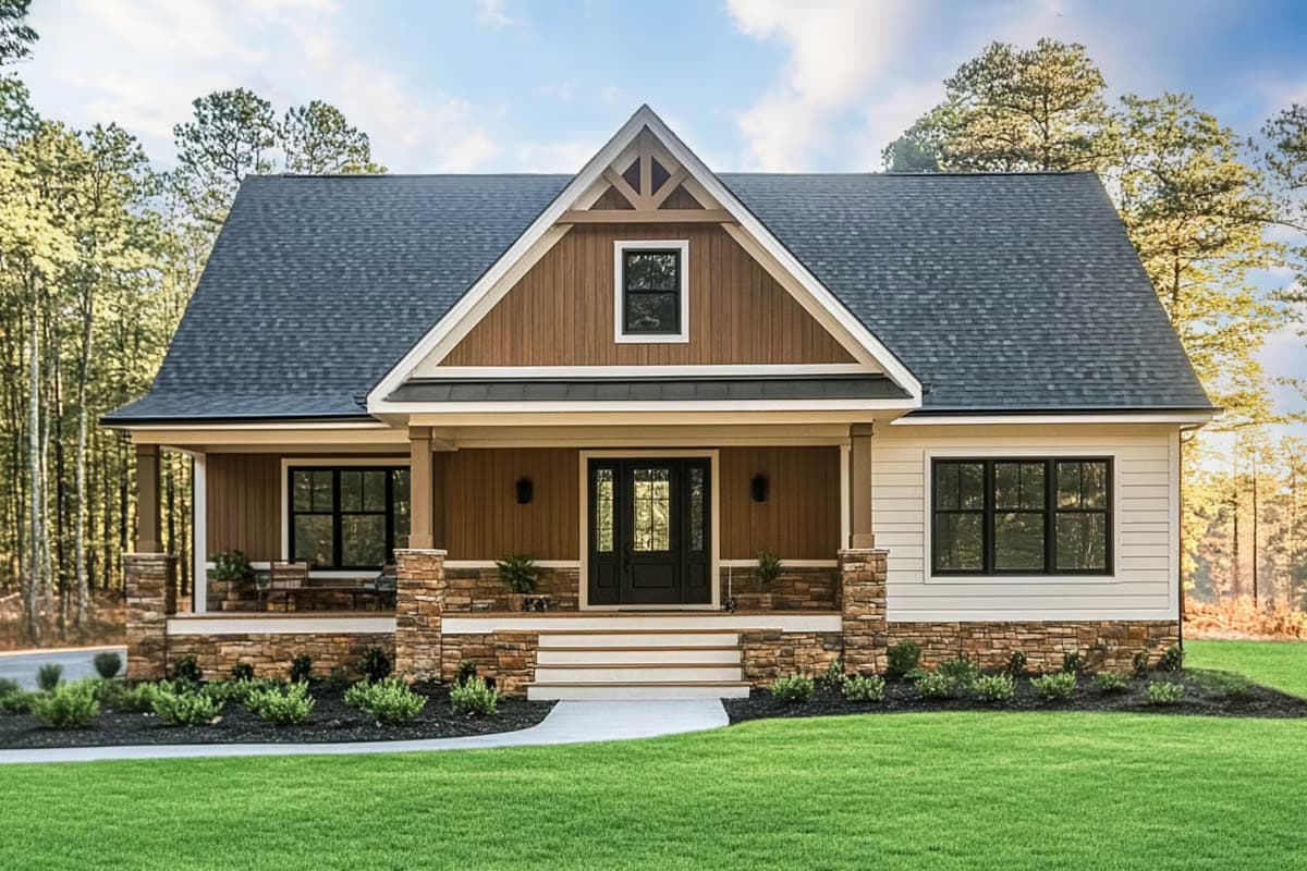 Plan 421013WNT Exclusive  2 or 3 Bed Country Cottage House Plan with Impressive Primary Suite Under 1600 Sq Ft