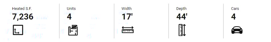 Plan 666129RAF
Modern 4-Plex House Plan with Match 2 Bed and 2.5 Bath Units