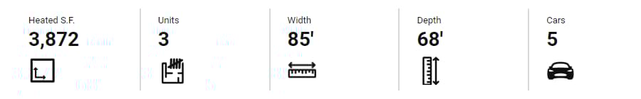 Plan 48625FM
EXCLUSIVE
Ranch Triplex Home Plan with Subtly Different Unit Layouts