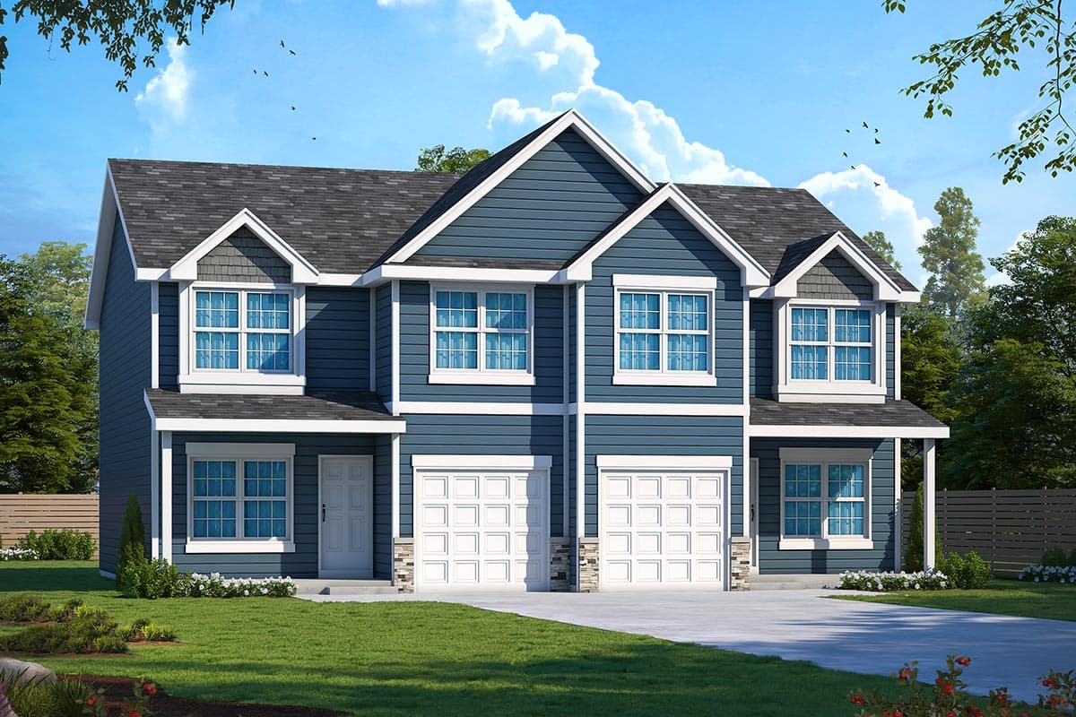 Plan 42427DB
Duplex House Plan with Matching 1528 Square Foot 3-Bed Units