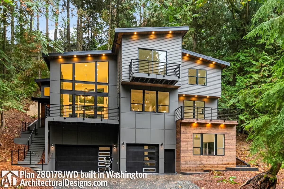 Plan 280178JWD
Contemporary Northwest Home Plan for Front-Sloping Lots - 3114 Sq Ft
Contemporary House Plans