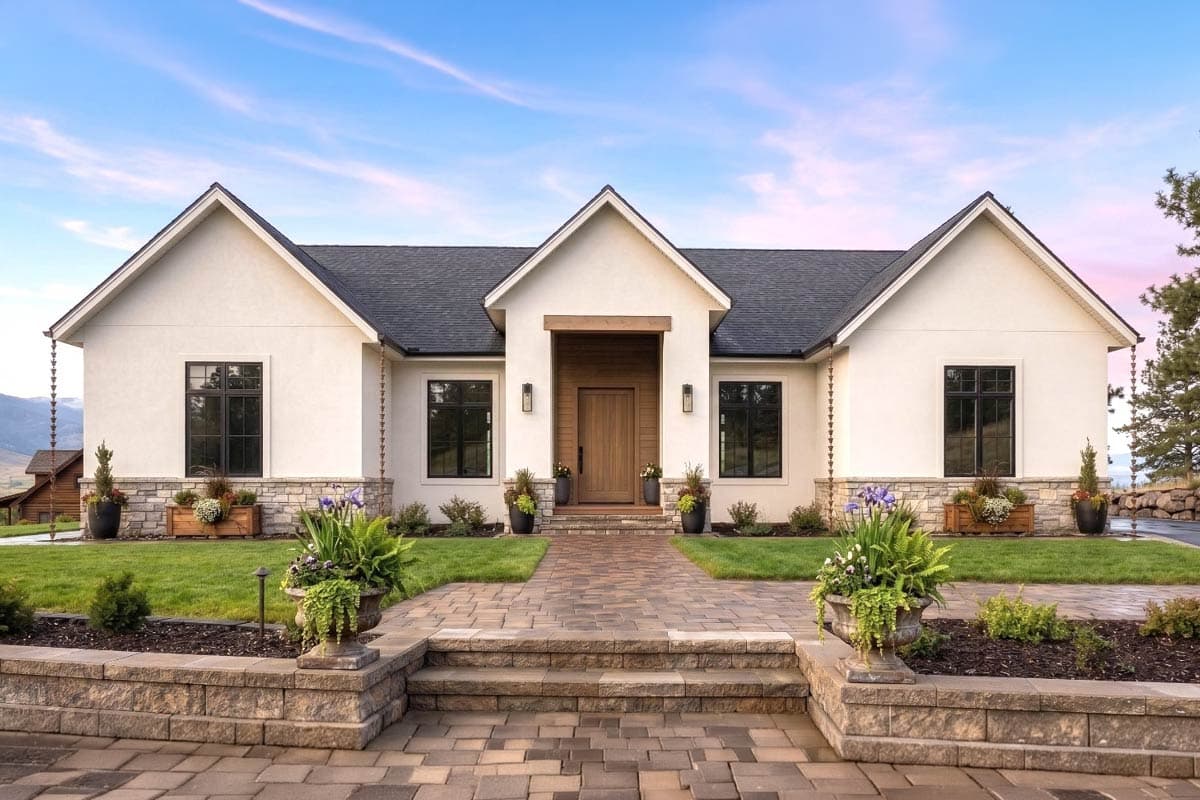 421058HFC Modern European Farmhouse Plan