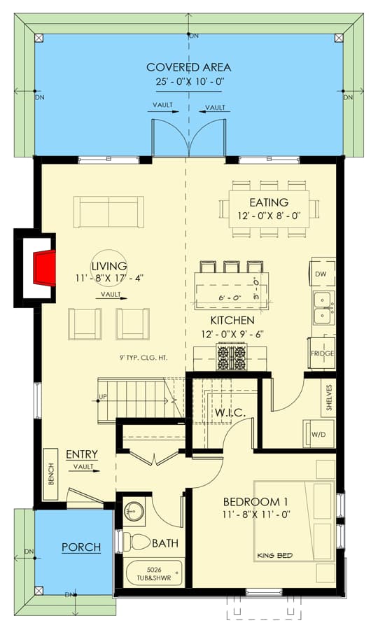 vacation cottage - Plan 270055AF
Mountain Cottage with Two-Story Great Room and Loft - 1364 Sq Ft