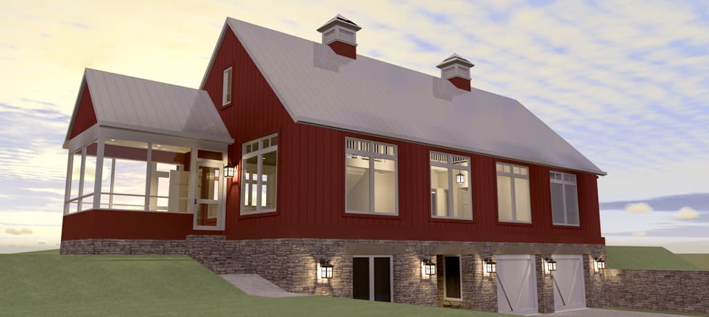 Modern Barndominium House Plan 44103TD