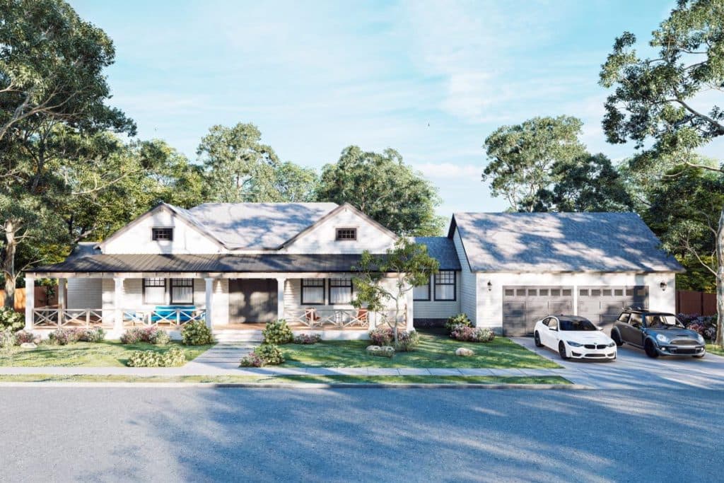 Architectural Designs Ranch Style Modern Farmhouse Plan with Wrap-Around Porch