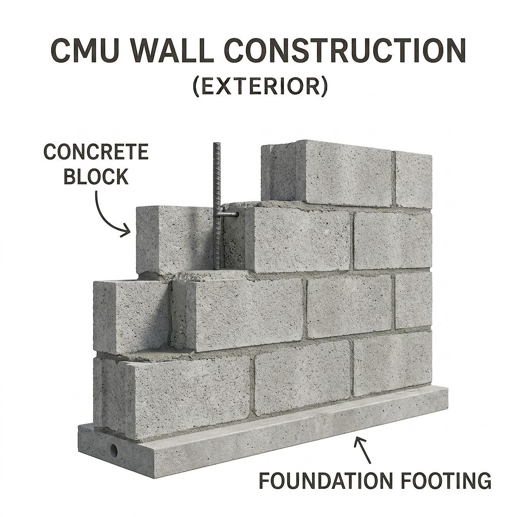 CMU Wall Construction Diagram – Concrete Block