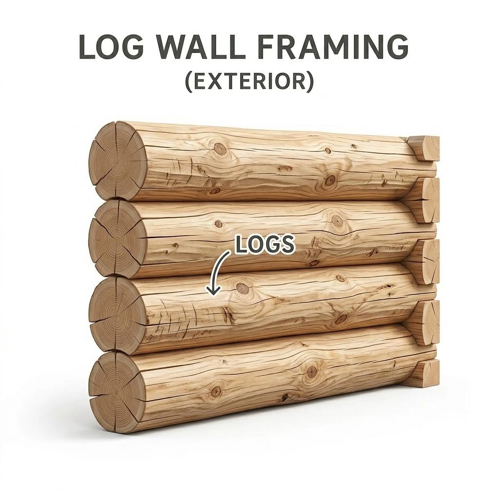 Log Wall Framing Diagram – Rustic Exterior Construction