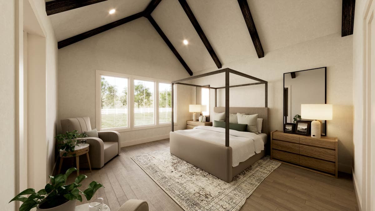 Plan 820009WSF | Modern Farmhouse Plan | Interior Design | Primary Bedroom
