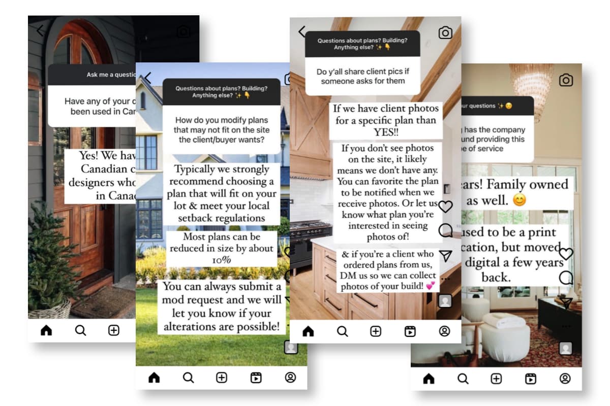 Architectural Designs Instagram Stories Q&A