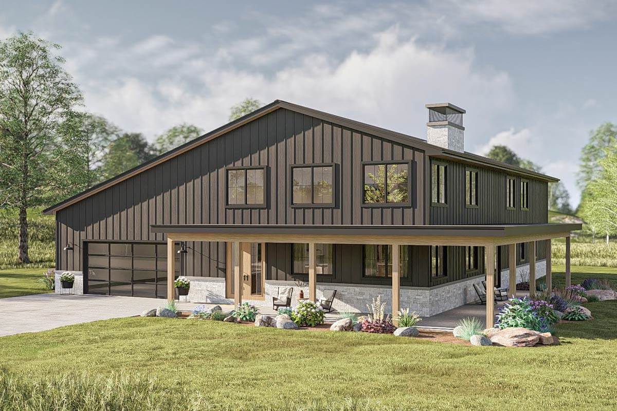 623523DJ - Barndo with 6-Car Garage and Porch