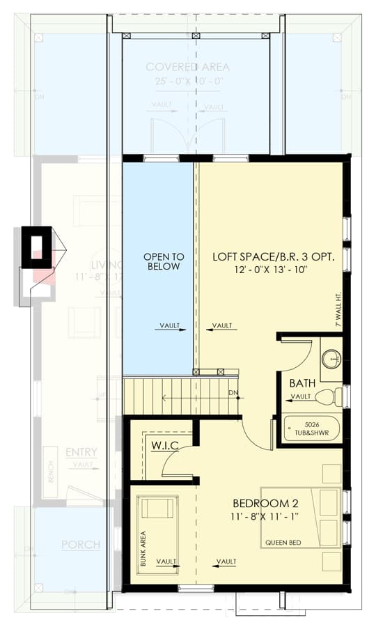 vacation cottage - Plan 270055AF
Mountain Cottage with Two-Story Great Room and Loft - 1364 Sq Ft