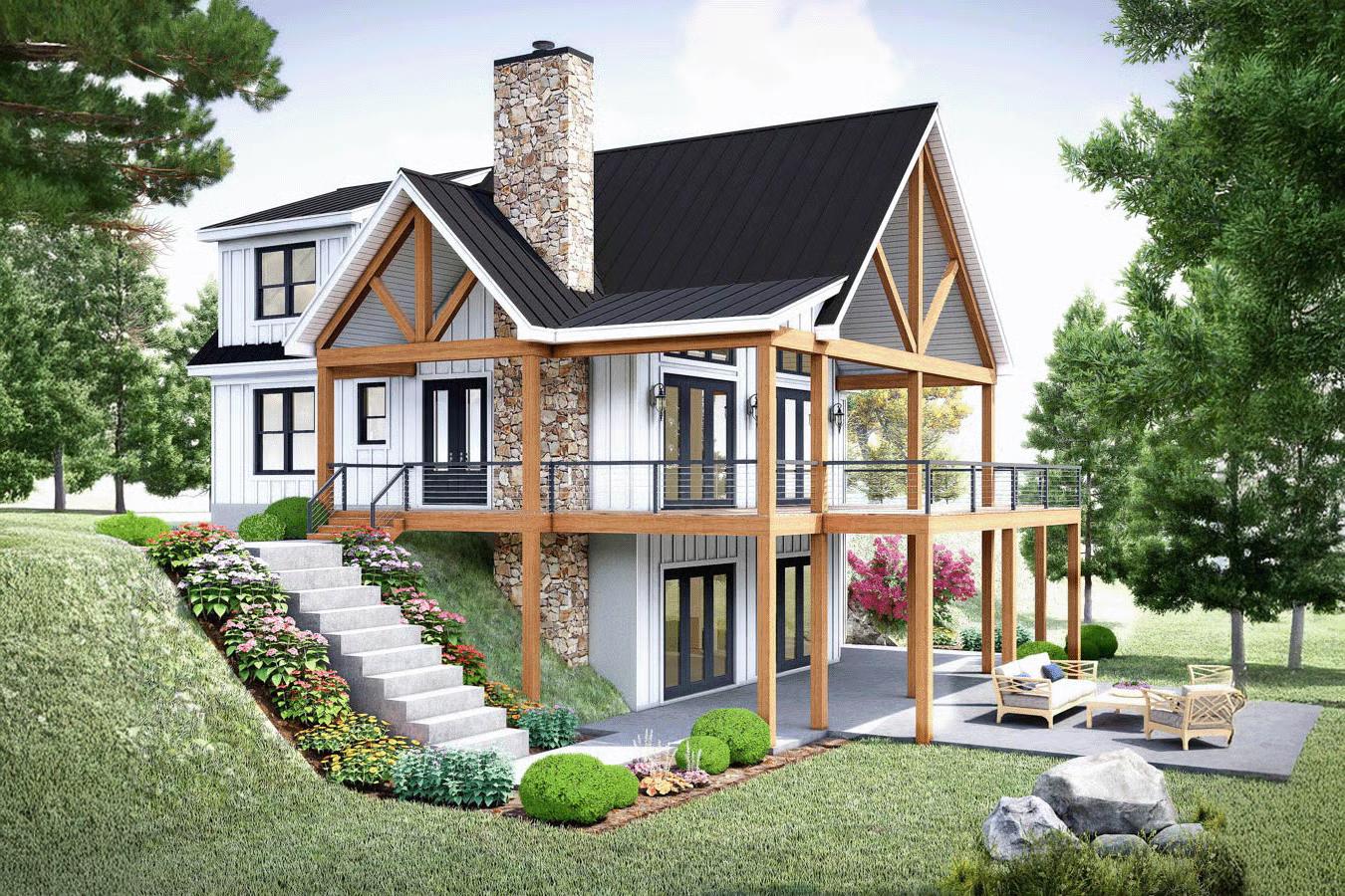 Plan 680561VR
3 or 4 Bed Mountain Lake House Plan with Wrap-Around Porch - 3482 Sq Ft