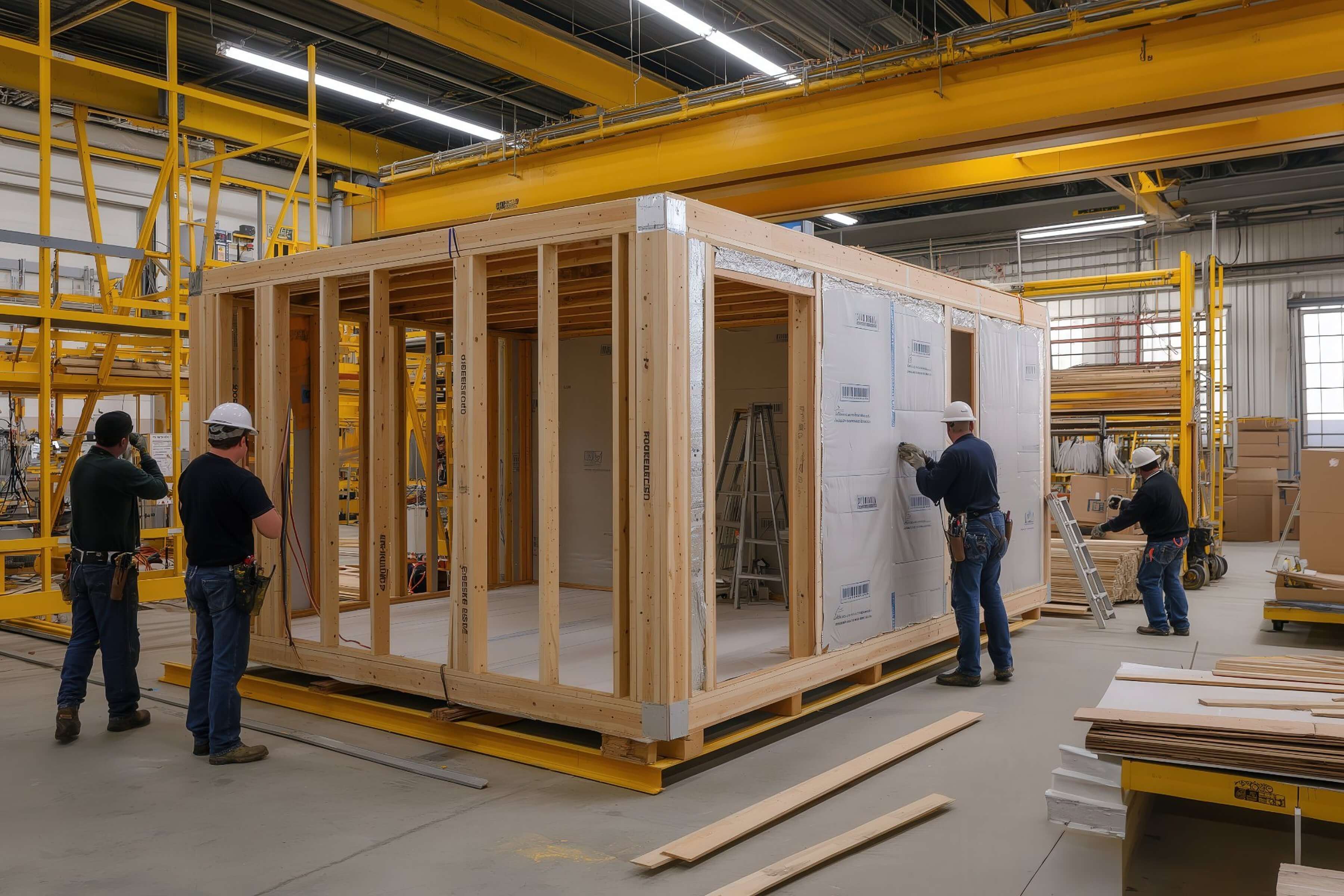 Factory-Built Modular Home Section in Production