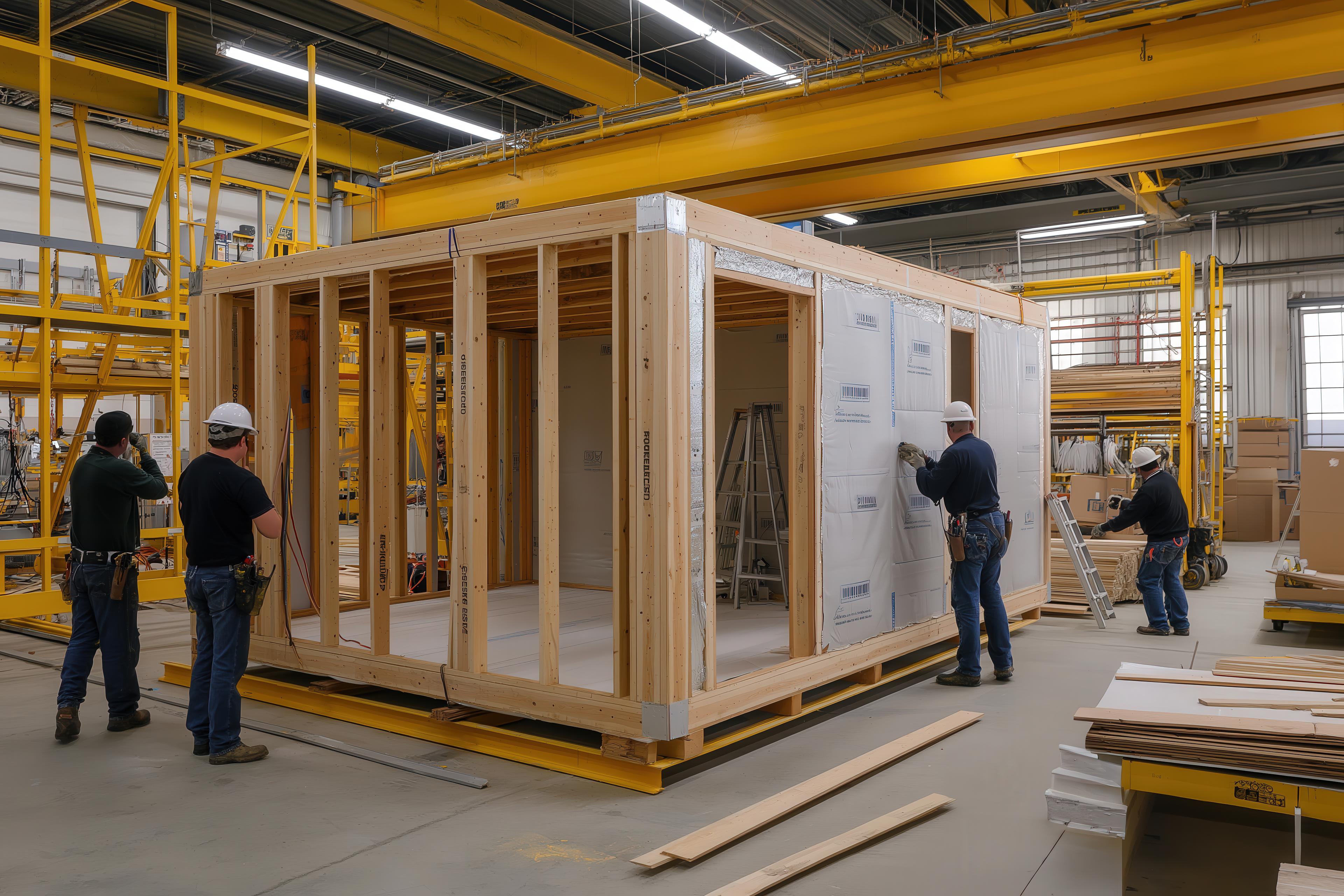 Factory-Built Modular Home Section in Production