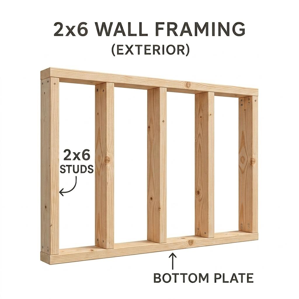 2x6 Wall Framing Diagram – Exterior Stud Construction
