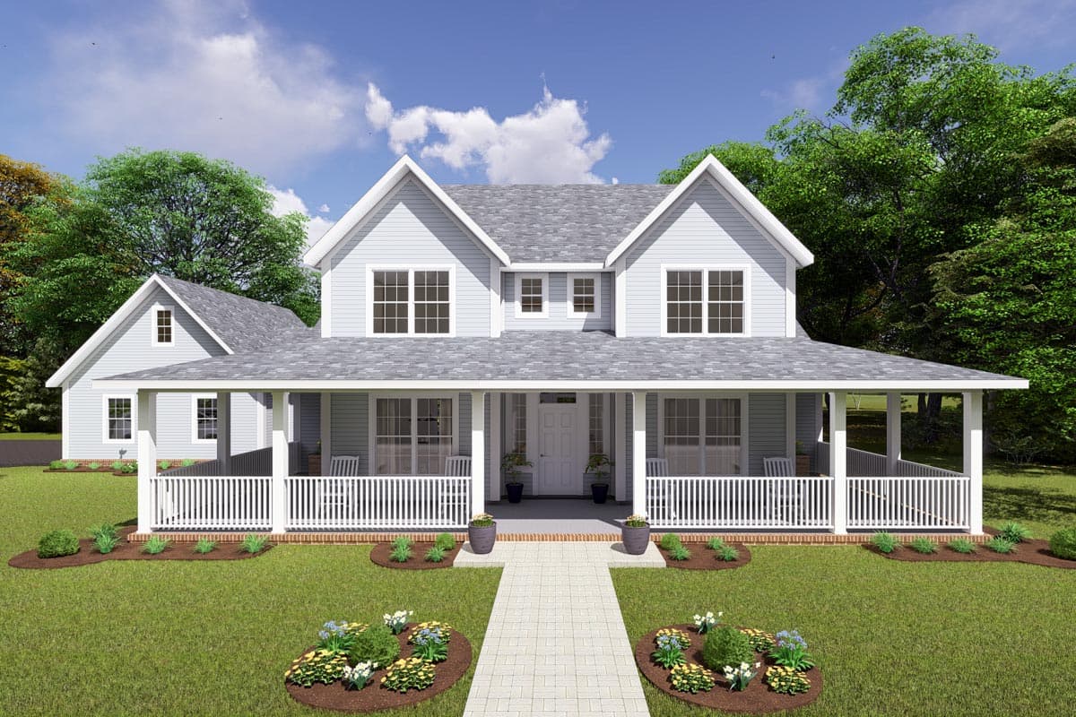 Plan 4122WM - FarmHome Plan With Marvelous Porches - Architectural Designs