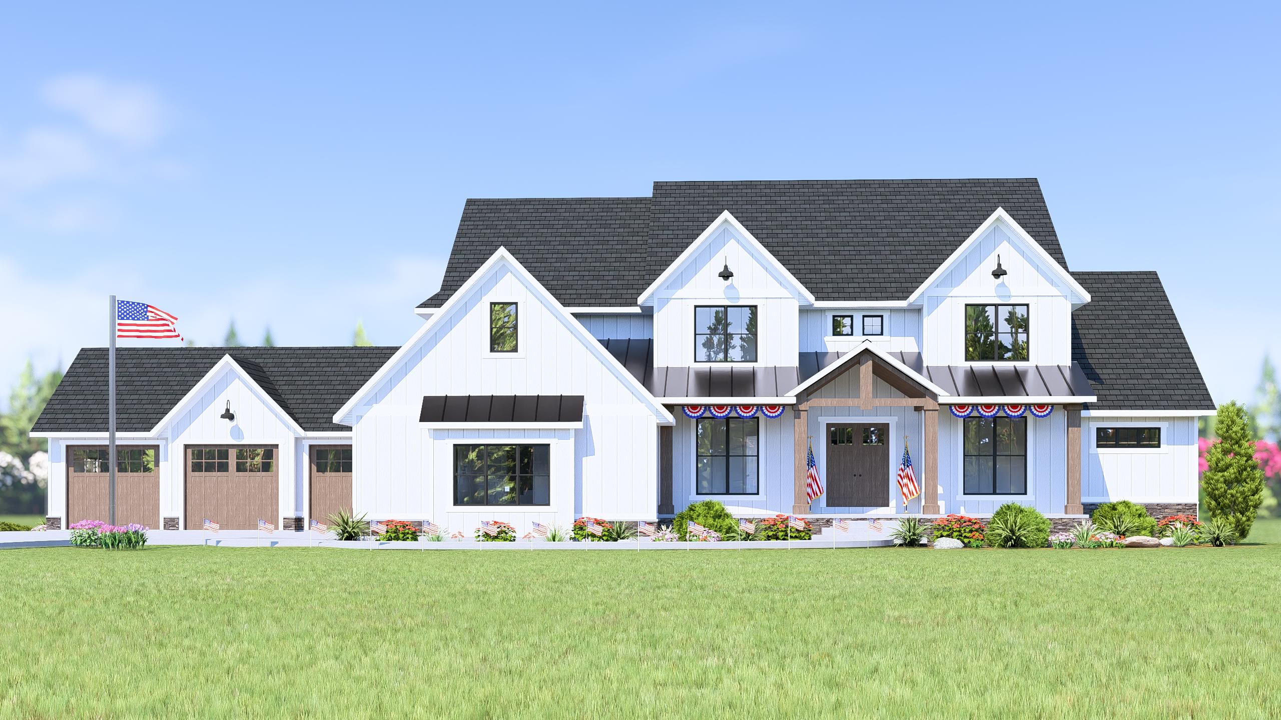 135227GRA - Modern Farmhouse Plan - Architectural Designs