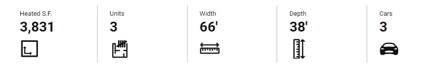 Plan 42452DB
Modern Triplex House Plan with 3 Bedroom Units - 1277 Sq Ft Each