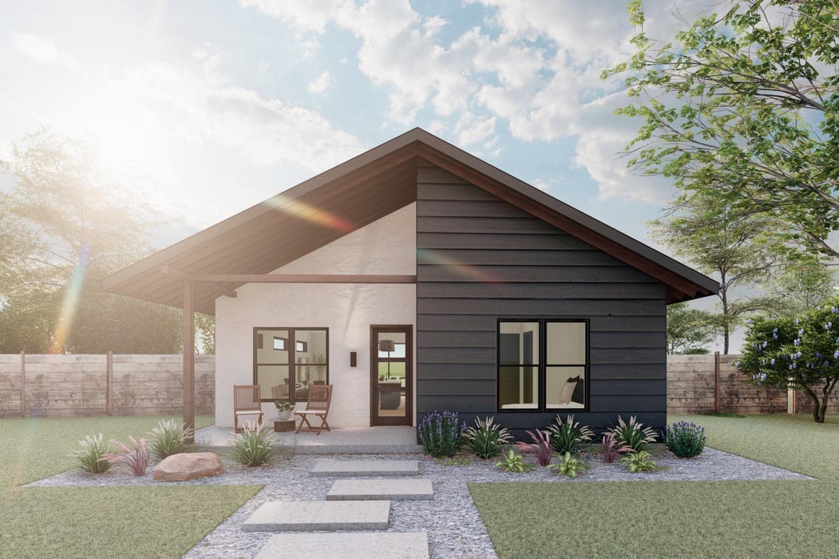 Plan 380000ASH
EXCLUSIVE
Open Concept 1265 Square Foot Modern Cabin with 2 Bedrooms