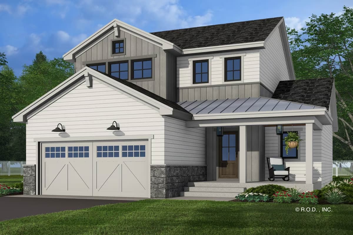 Plan 14928RK
Two-Story Farmhouse Plan with Pocket Home Office- 1871 Sq Ft